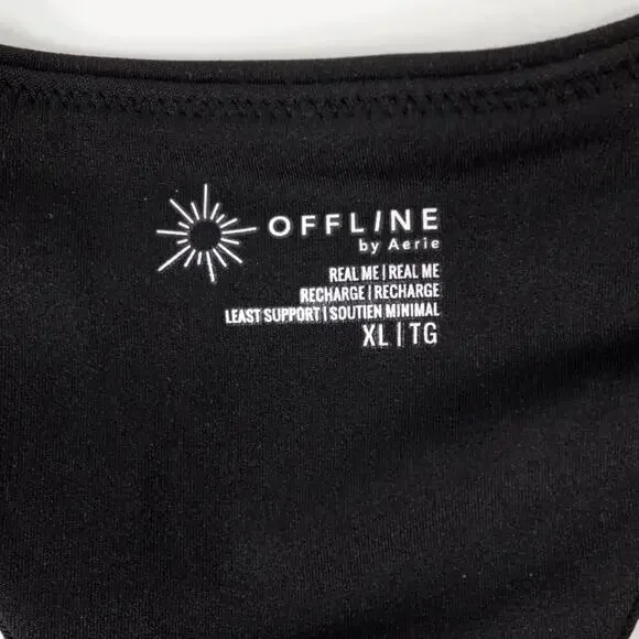 AERIE Offline Real Me Sports Bra Womens XL Black Longline Racerback Athleisure - Picture 2 of 15